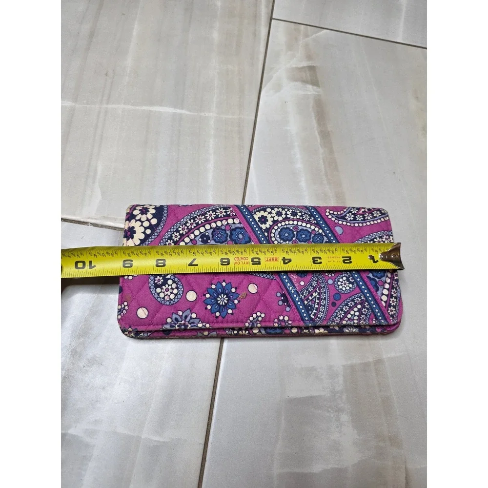 Vera Bradley Quilted‎ Cotton Wallet Purple Blue Paisley Floral ID Window Clutch